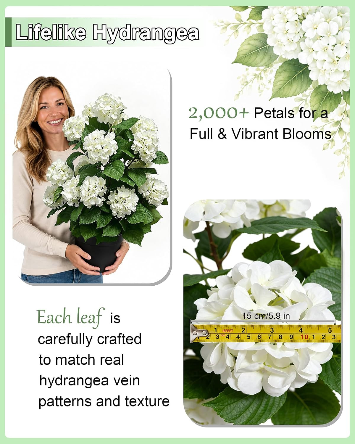 Artificial Hydrangea Tree 29.9″ Tall Set of 2, Faux Hydrangea Flowers in Pot, UV