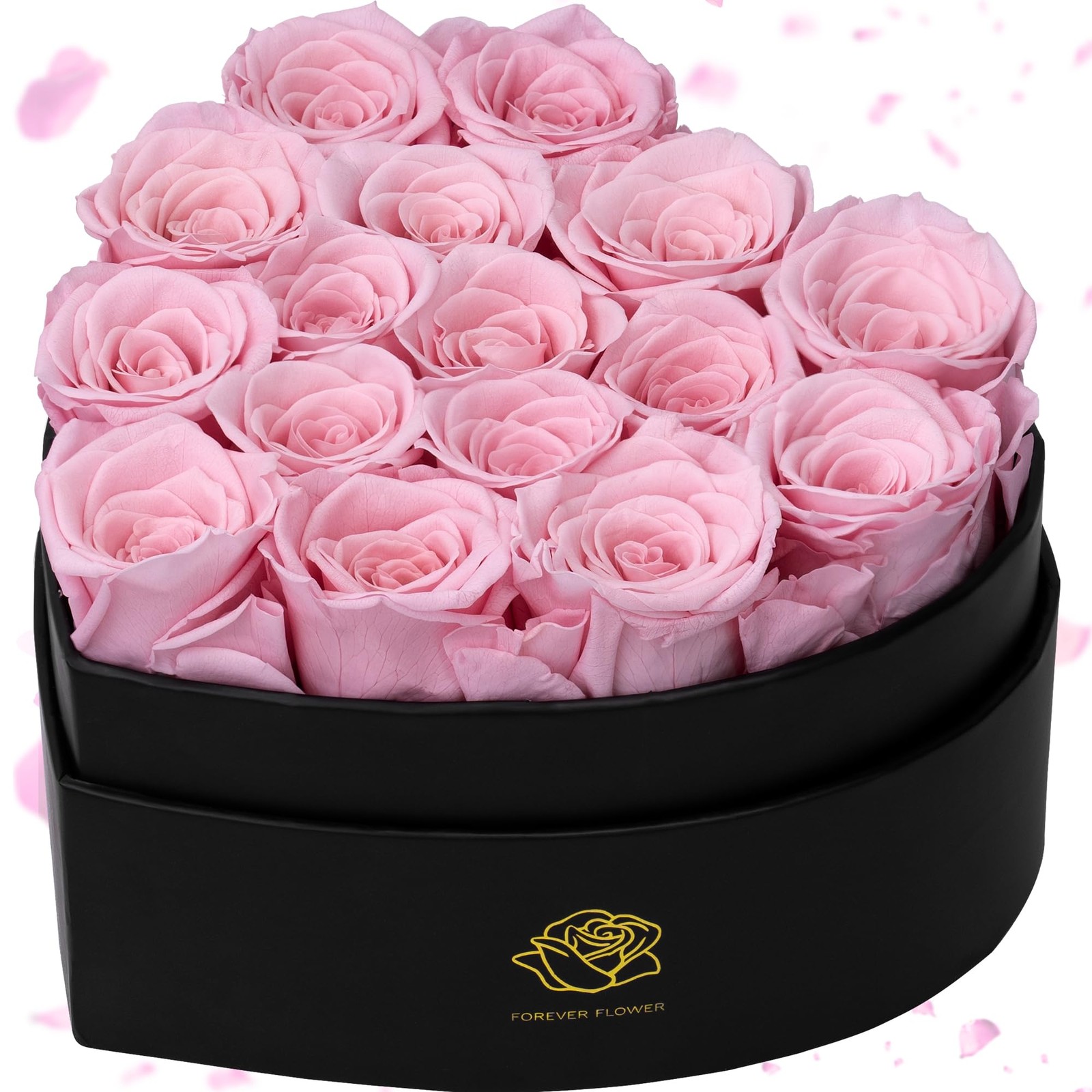 16 PCS Pink Forever Flowers Preserved Roses In HeartShaped Box Present