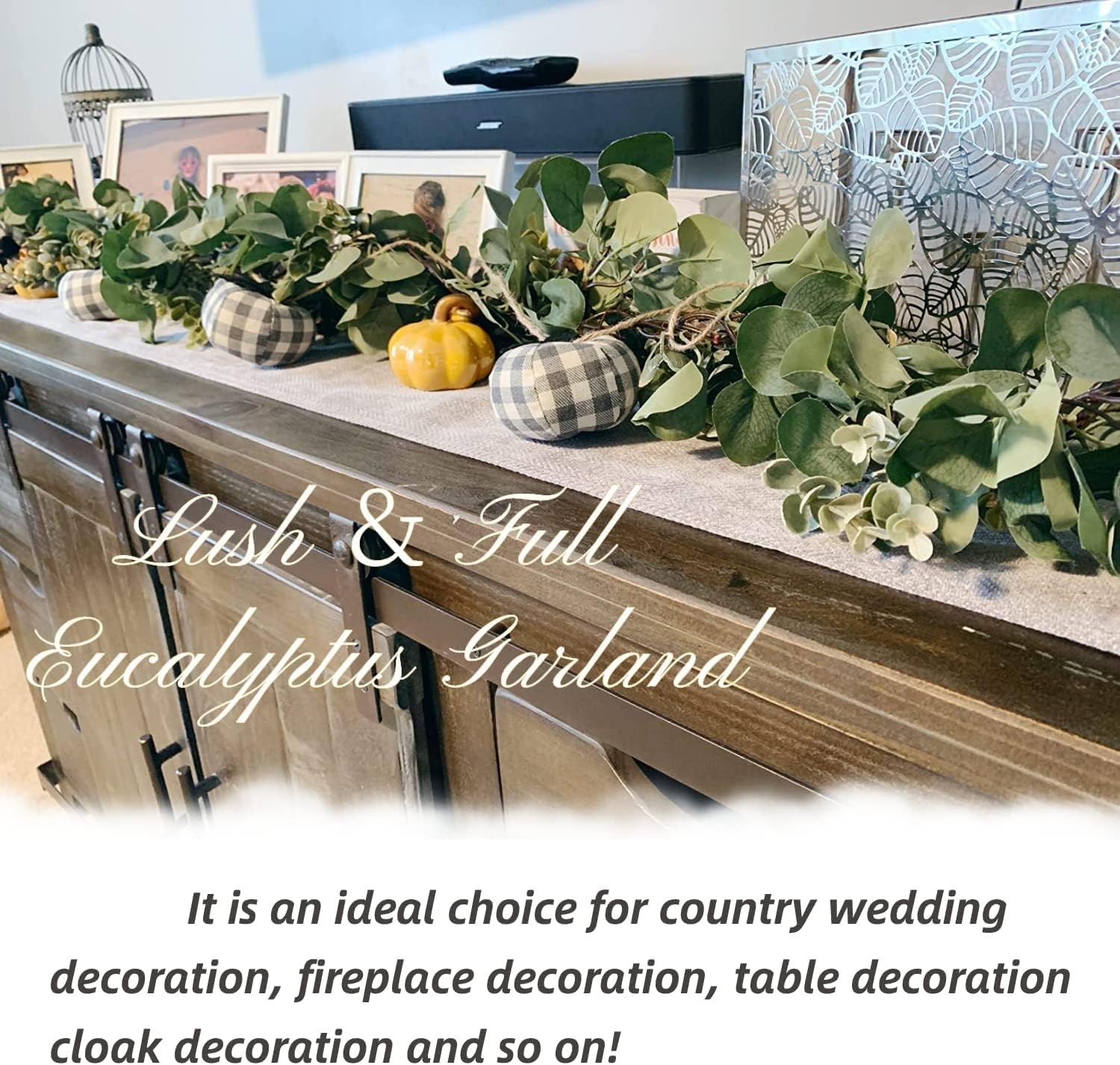 2 Pack Eucalyptus Garland Total 13.1 Ft Lush Silver Dollar Leaves Boxwood Art…