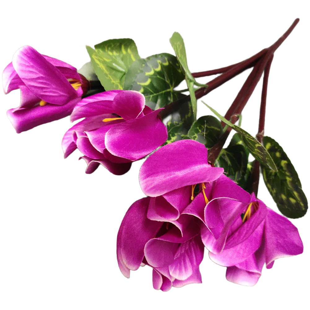 7 Branch Artificial Cyclamen Flowers Red Pink Rose Red Cream White Purple