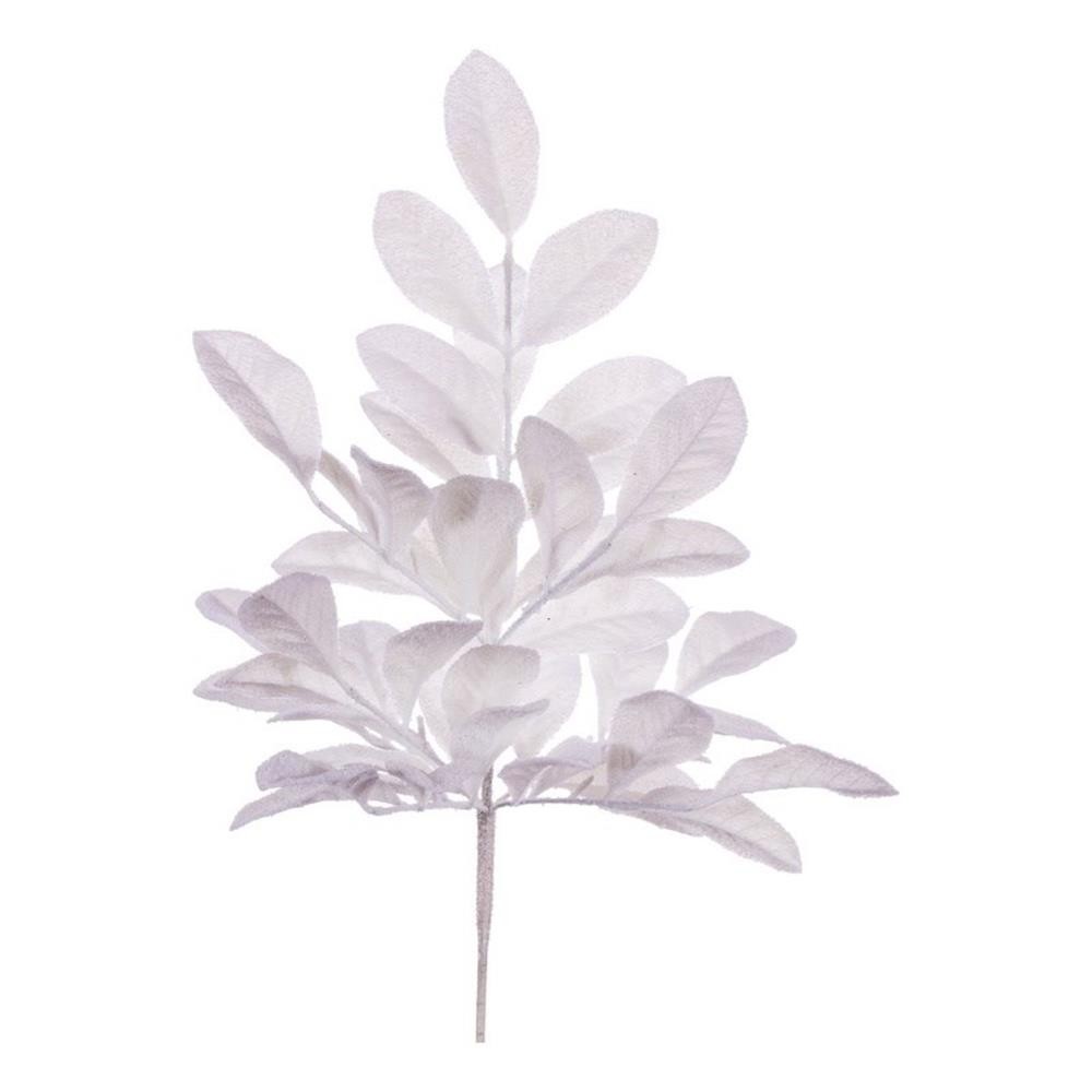 Vickerman 25″ White Artificial Apple Leaf Snowy Bush. 2 per bag.