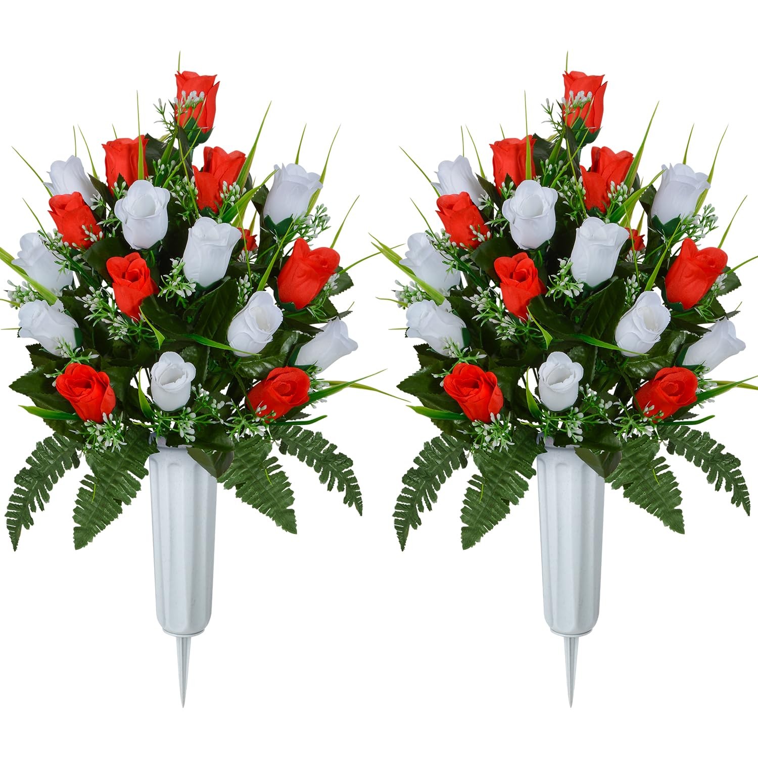 Artificial Cemetery Flowers, Grave Decorations Roses, Memorial Flowers Bouque…
