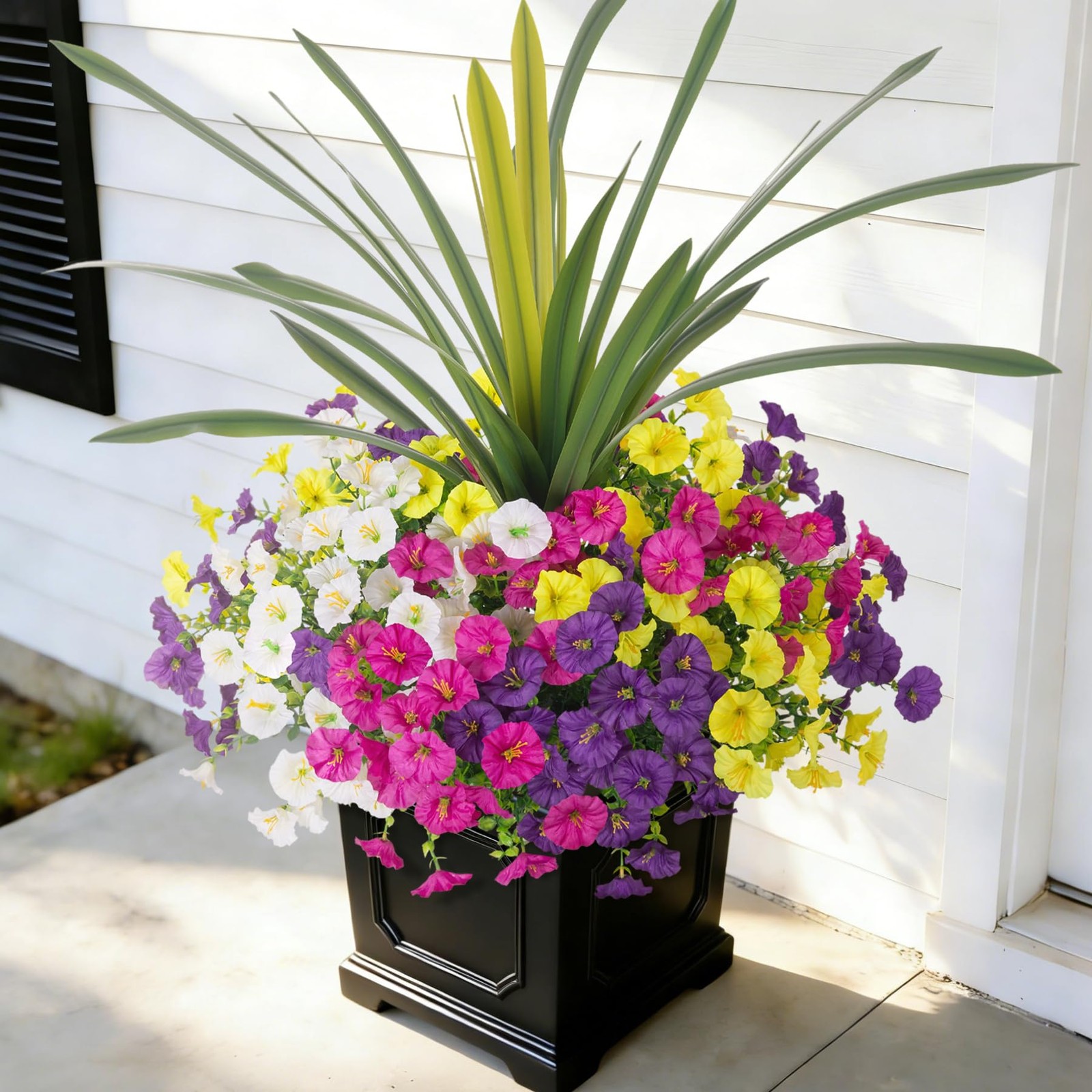 Artificial Flowers for Outdoors Fake Plants Outside, 12 Bundles Silk Morning …
