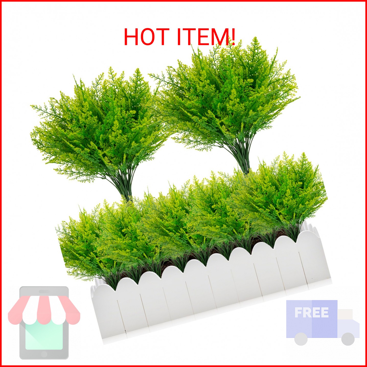 RAINFLOW 5PCS Fake Ferns – Fake Plants Artificial Plants Indoor Outdoor Faux Pla