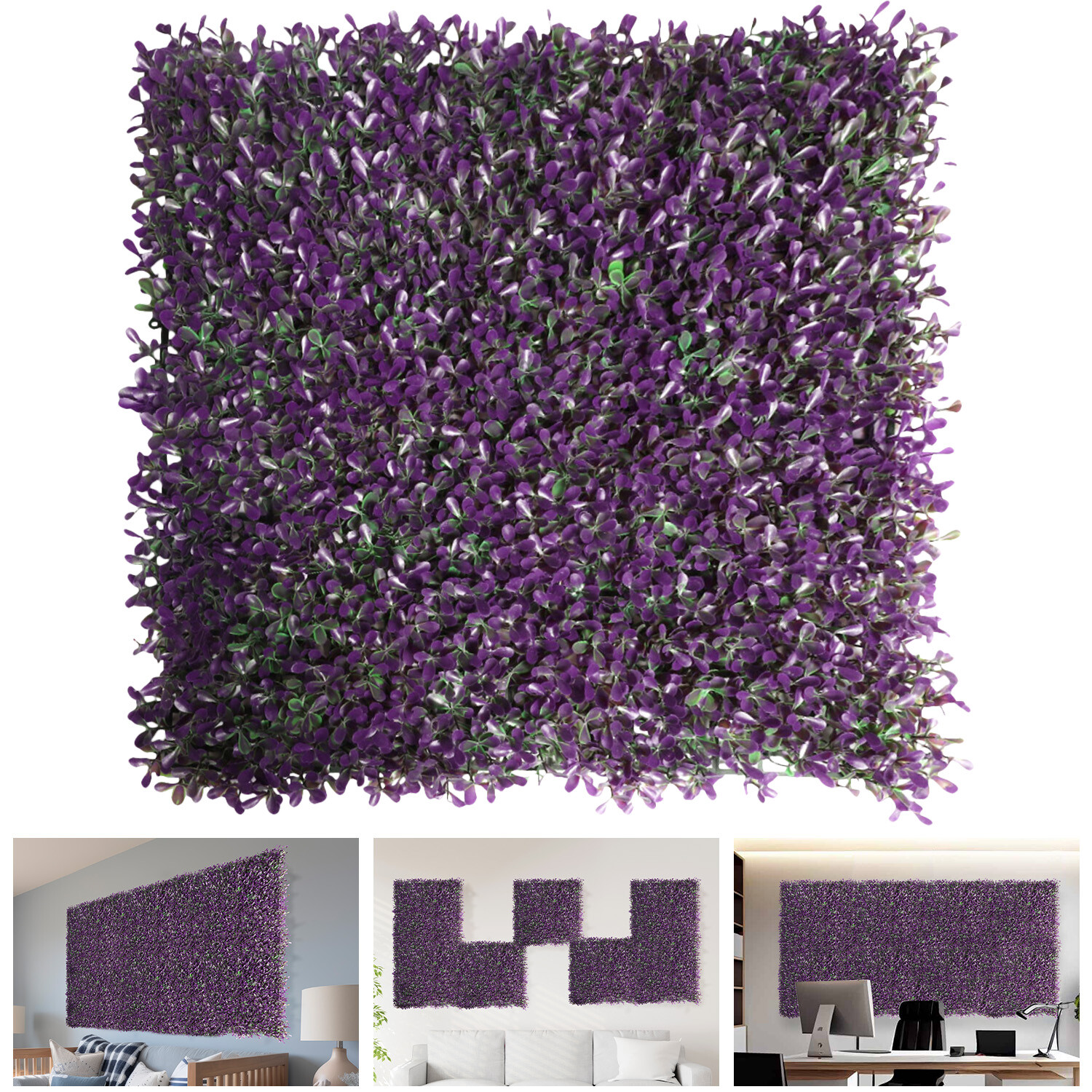 20×20″ Artificial Faux Purple Peanuts Greenery Fence Screen Wall Decor Panel