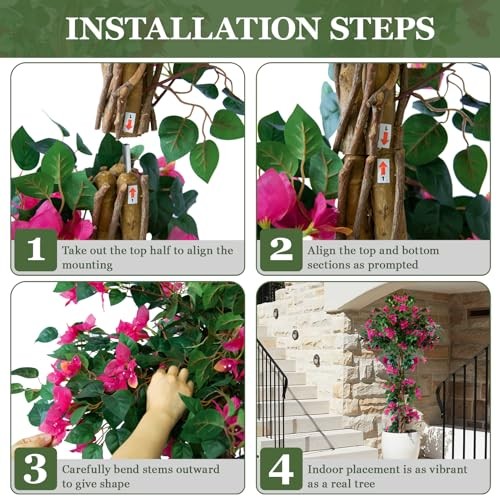 5FT Tall Bougainvillea Artificial Tree for Outdoors or Indoors, Faux 5ft 5in 1