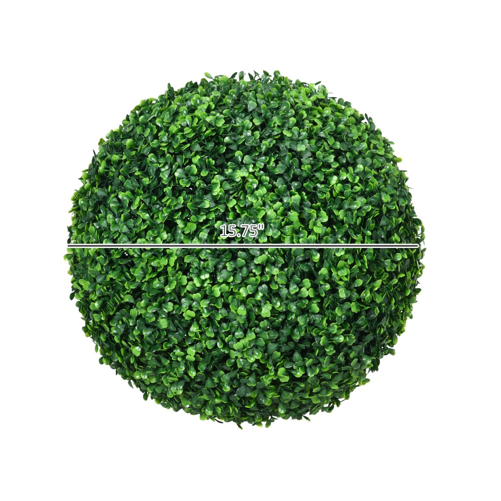 2Pcs 15.75″ Faux Boxwood Ball Trees Indoor Outdoor Living Room Office Decor