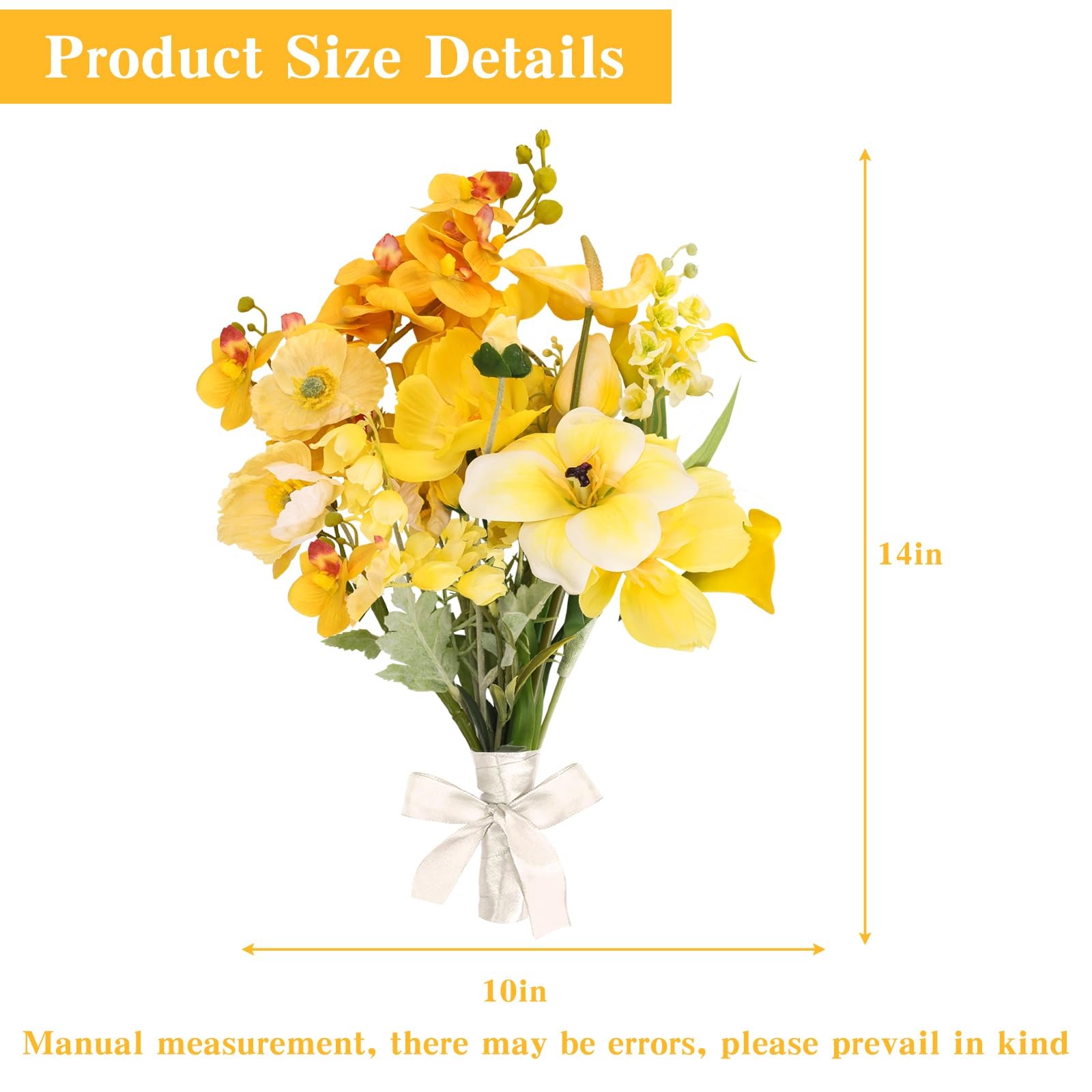 Artificial Silk Flowers Yellow Faux Floral Centerpieces For Wedding Home