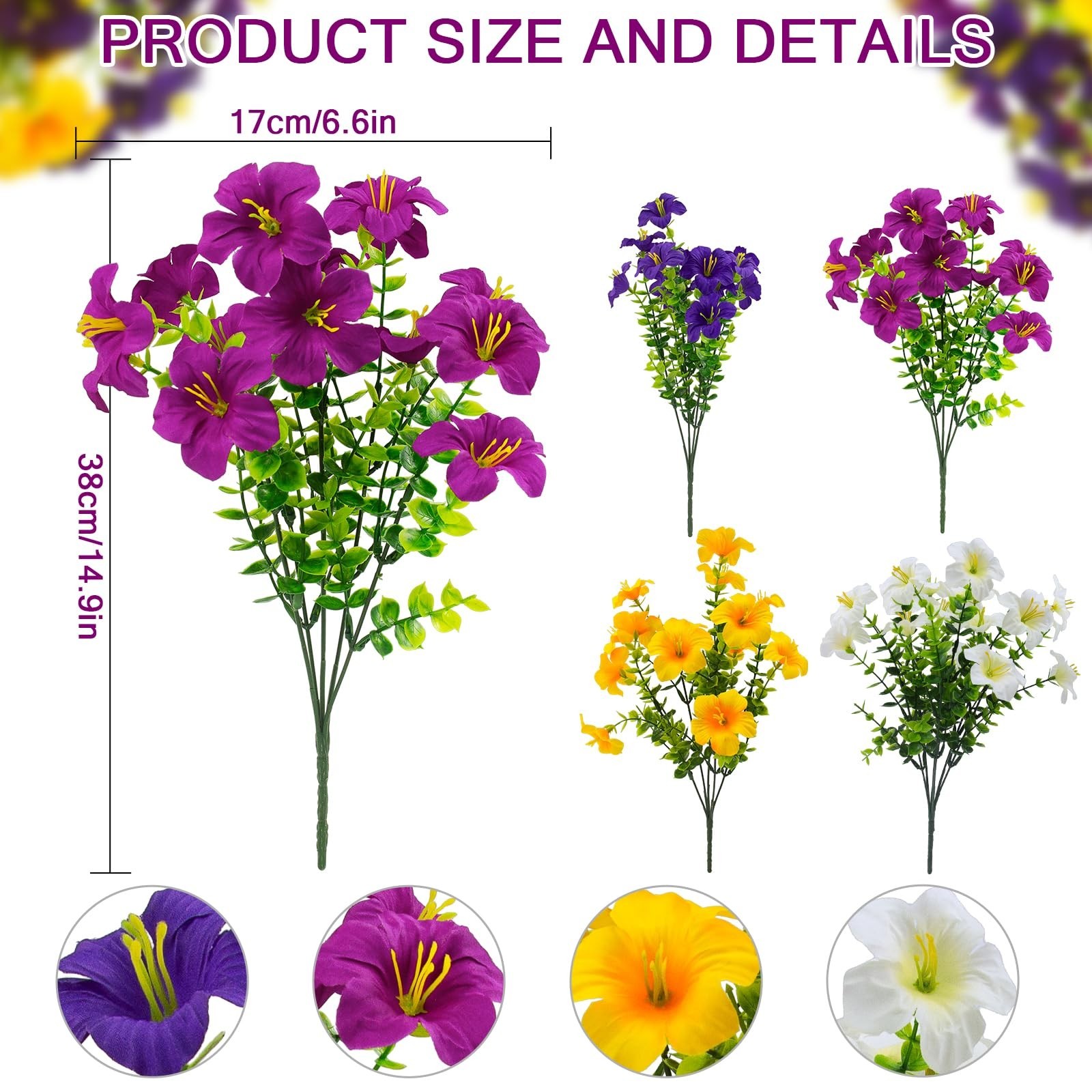 2 Set UV Resistant Faux Petunias with Hanging Baskets – Outdoor Flower Decor, 24