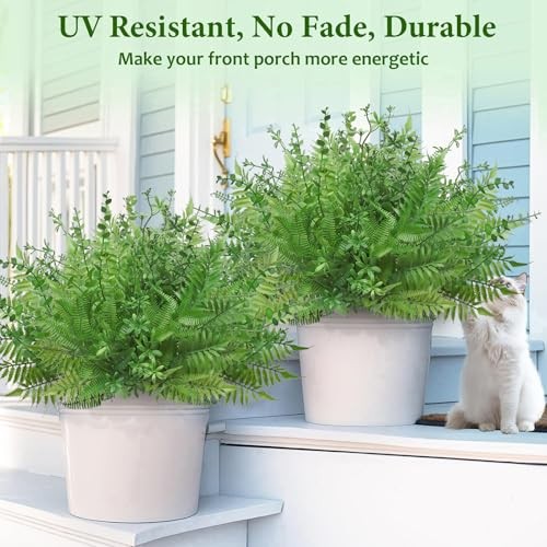 Mixed Eucalyptus Leaves StemsPCS, Artificial Plants Boston Fern 12 Fern-green
