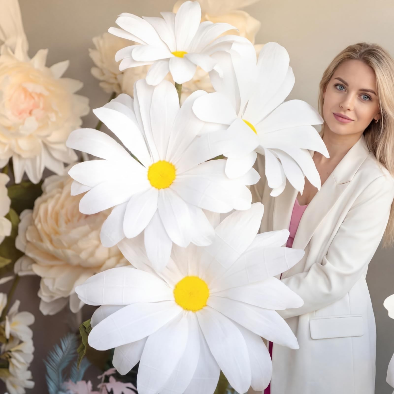 3 Pcs Giant Artificial Daisy Flowers Decoration 12 16 20 Inch Wedding Decor