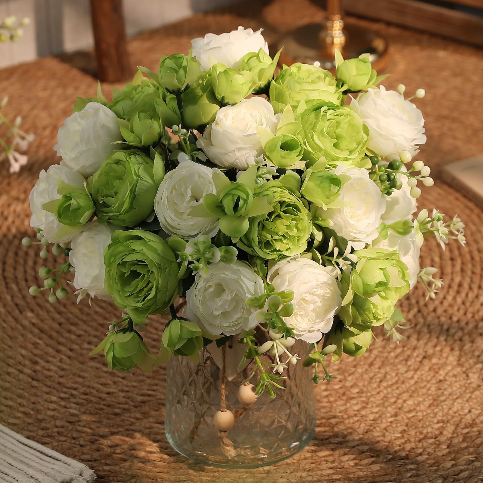 Peony Artificial Flowers 2 Bunches Silk Bouquets for Weddings & Home Decor