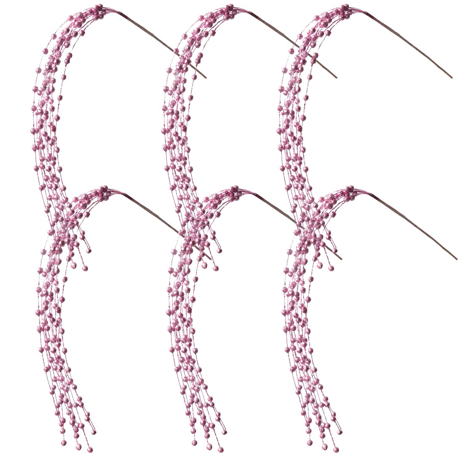 Glitter Christmas Picks Sprays Set of 6 Artificial Glitter Berry Stems Decora…