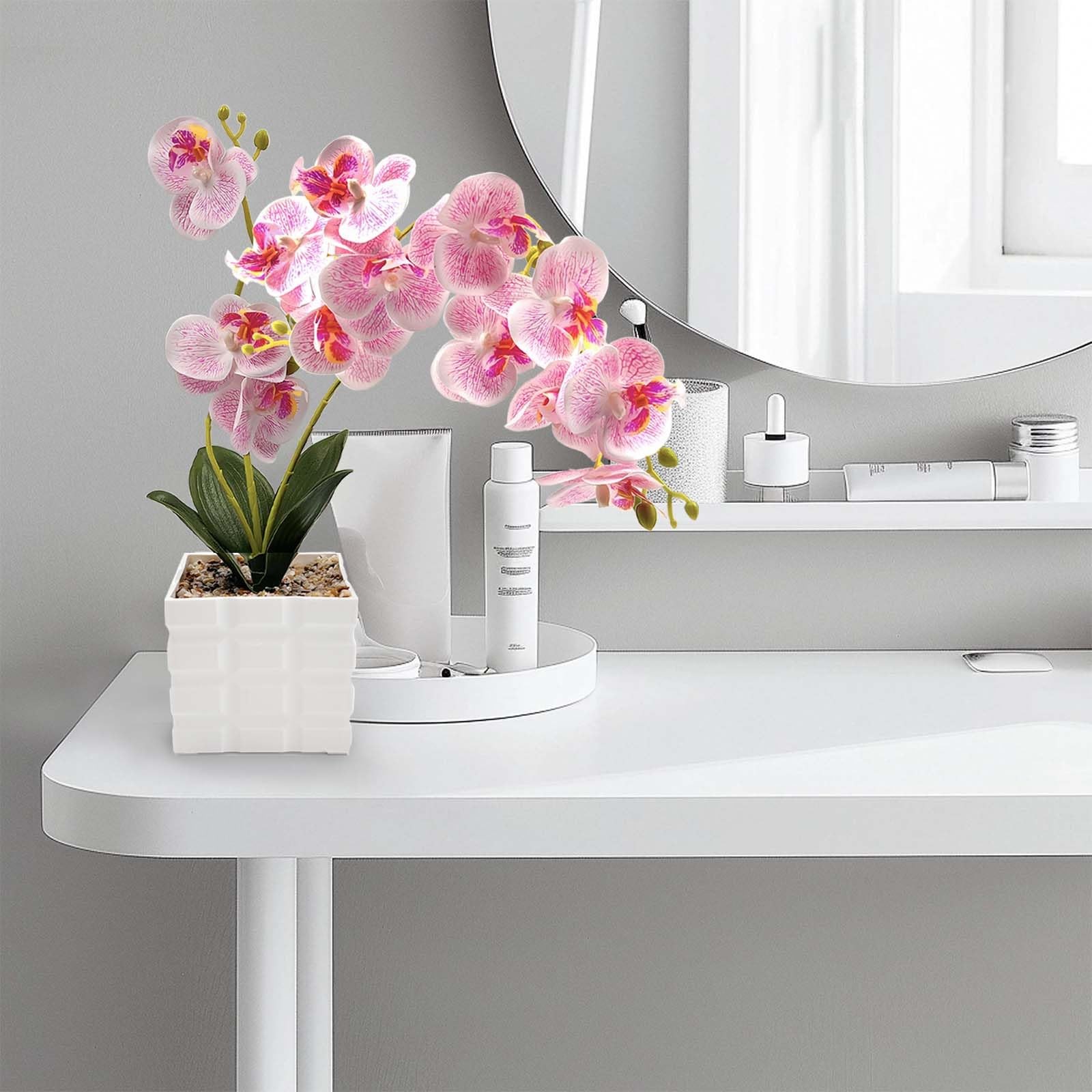 Daily Treasures 13-Heads Artificial Orchid Flower in Pot,50cm Silk Orchid Arr…