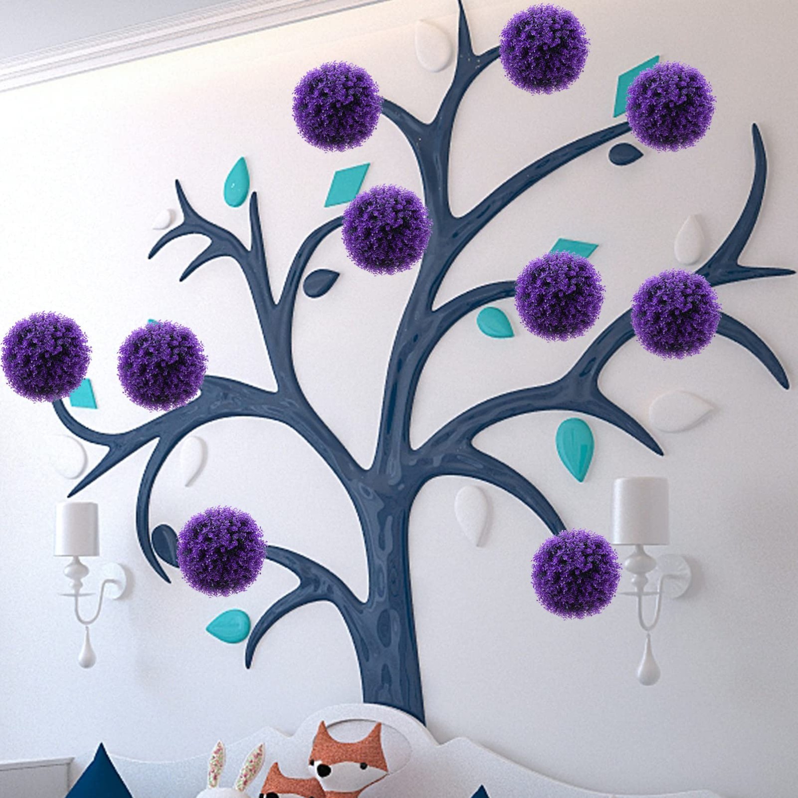Simulated Plant Topiary Ball Eucalyptus Leaf Decorative Ball Faux Topiary for…