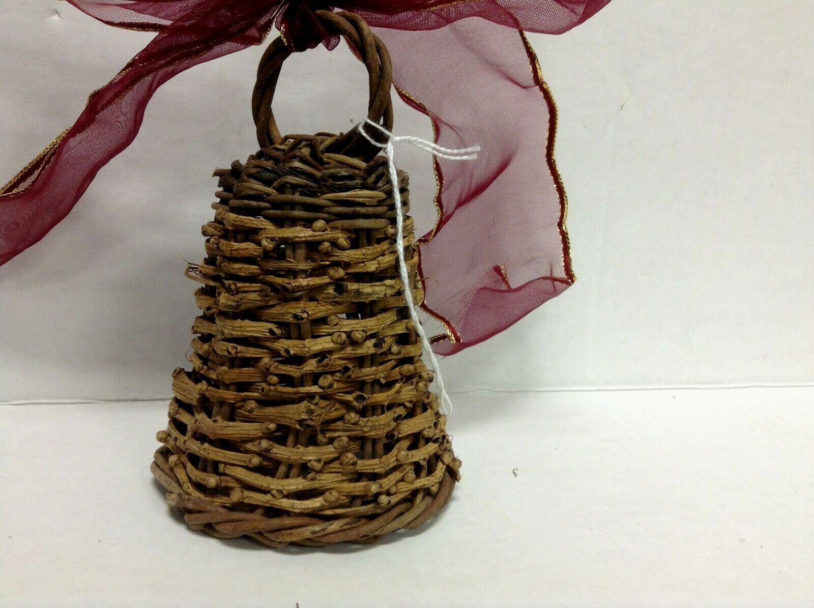 4 Hanging Rustic Wicker Bell Wreath Ornament Christmas Tree Holiday Mantel Decor