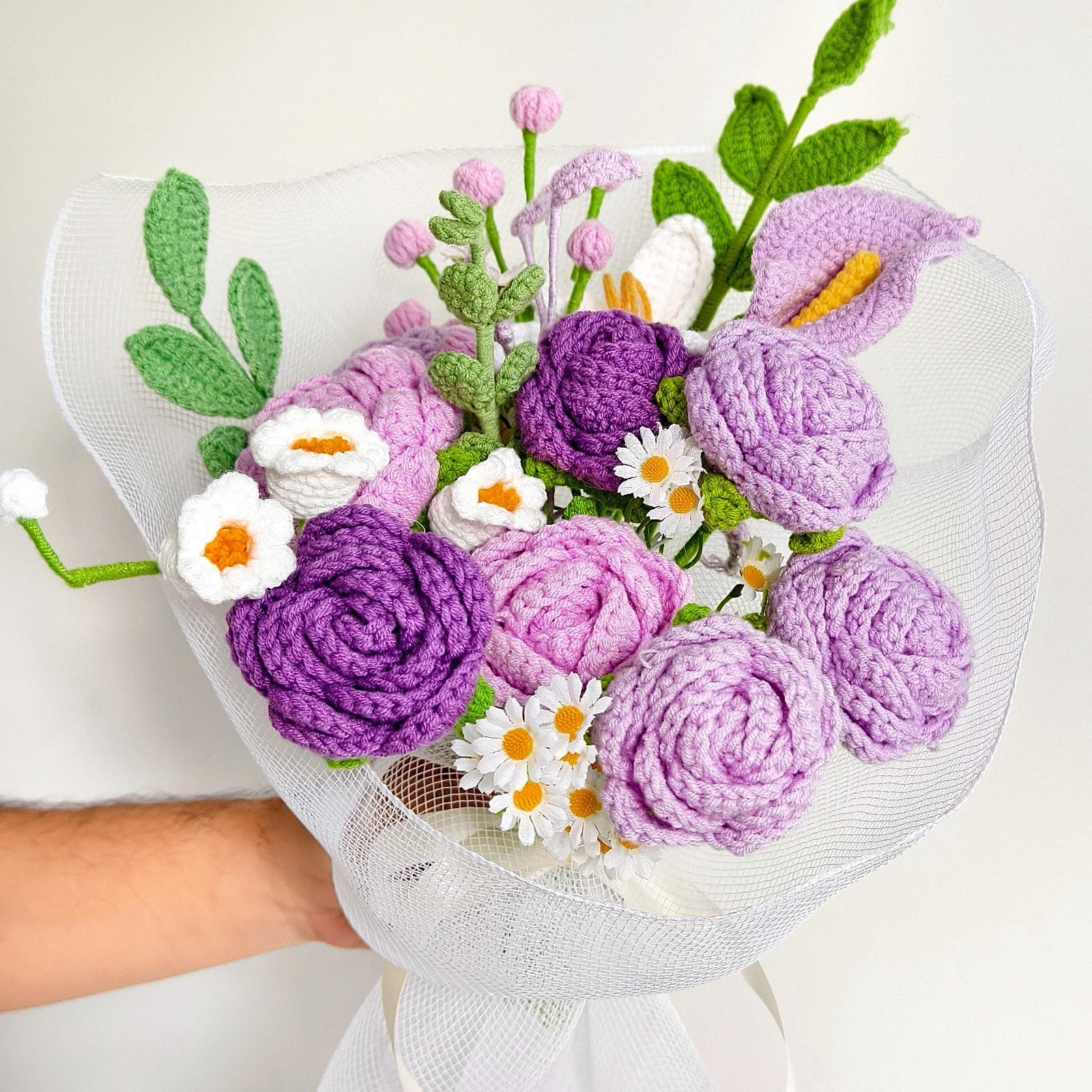 Crochet Sunflower Bouquet Handmade Yarn Flower Artificial Flowers Gift for Her