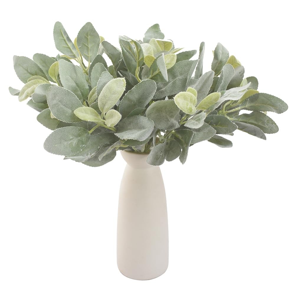 Artificial Flocked Lambs Ear Items 10pcs Fake Greenery Leaves for Wedding Bou…