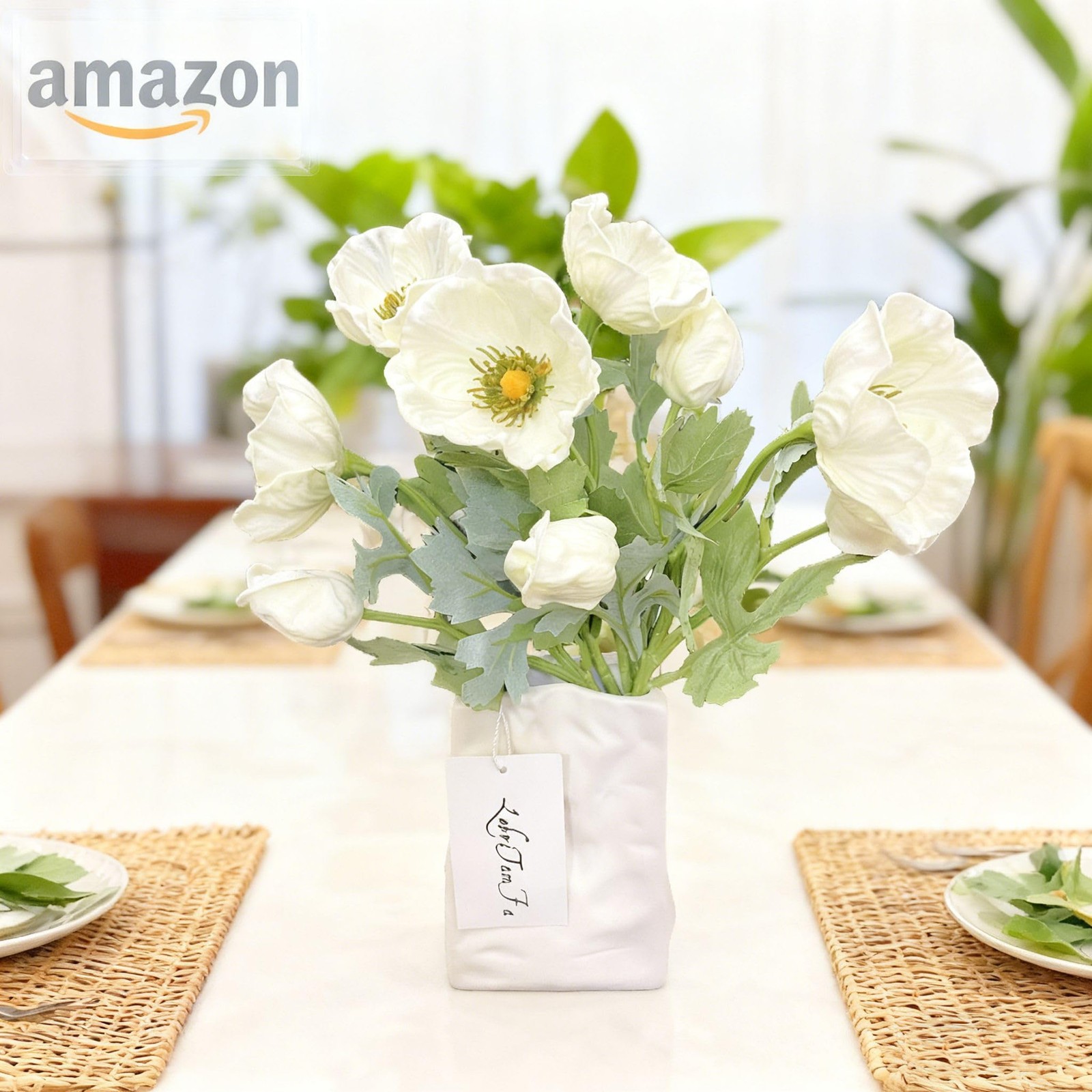 5 PCS White Artificial Real Touch PU Anemone Flower Bouquet Room Home Decor