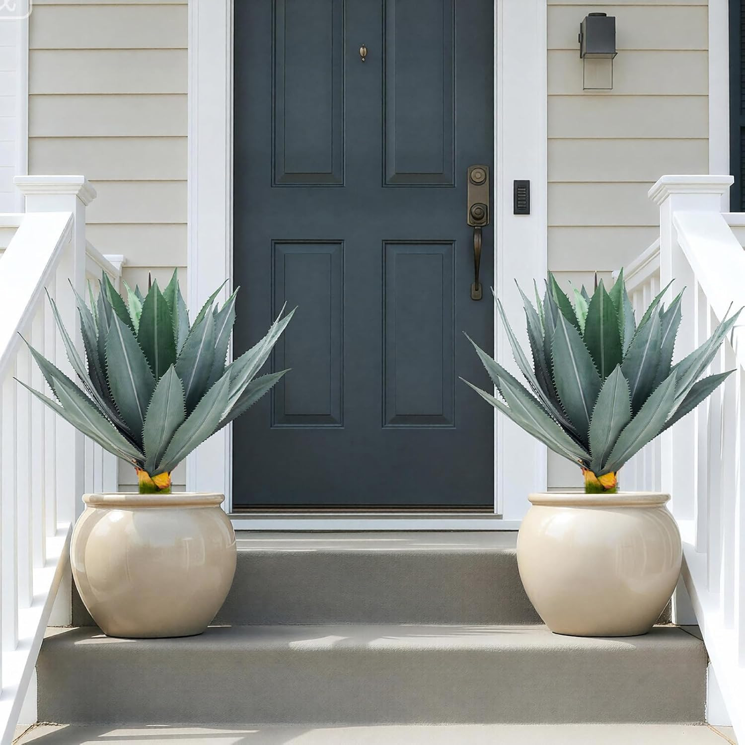 UV Resistant 23″ Artificial Agave Plant – 2 Pack Faux Succulents for Home Decor