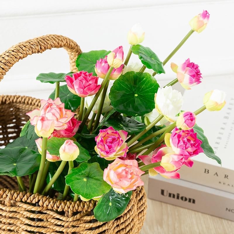 6 Pcs Water Lily Artificial Flower,10″ Silk Plants Floating Flowers,Plastic F…
