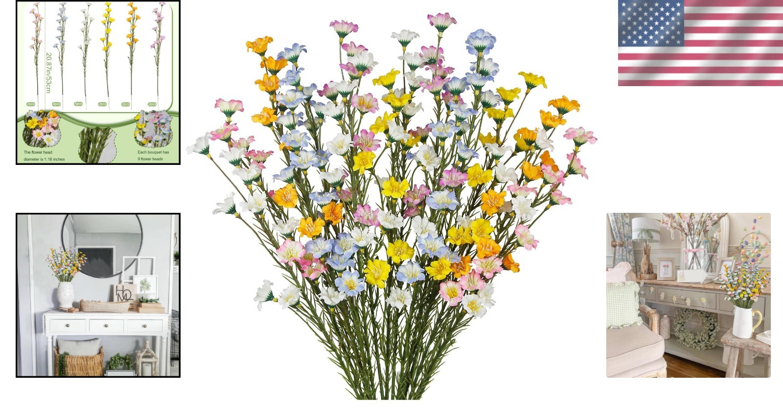 Elegant Silk Wildflowers 16 Pcs – Ideal for Wedding Centerpieces & Bouquets