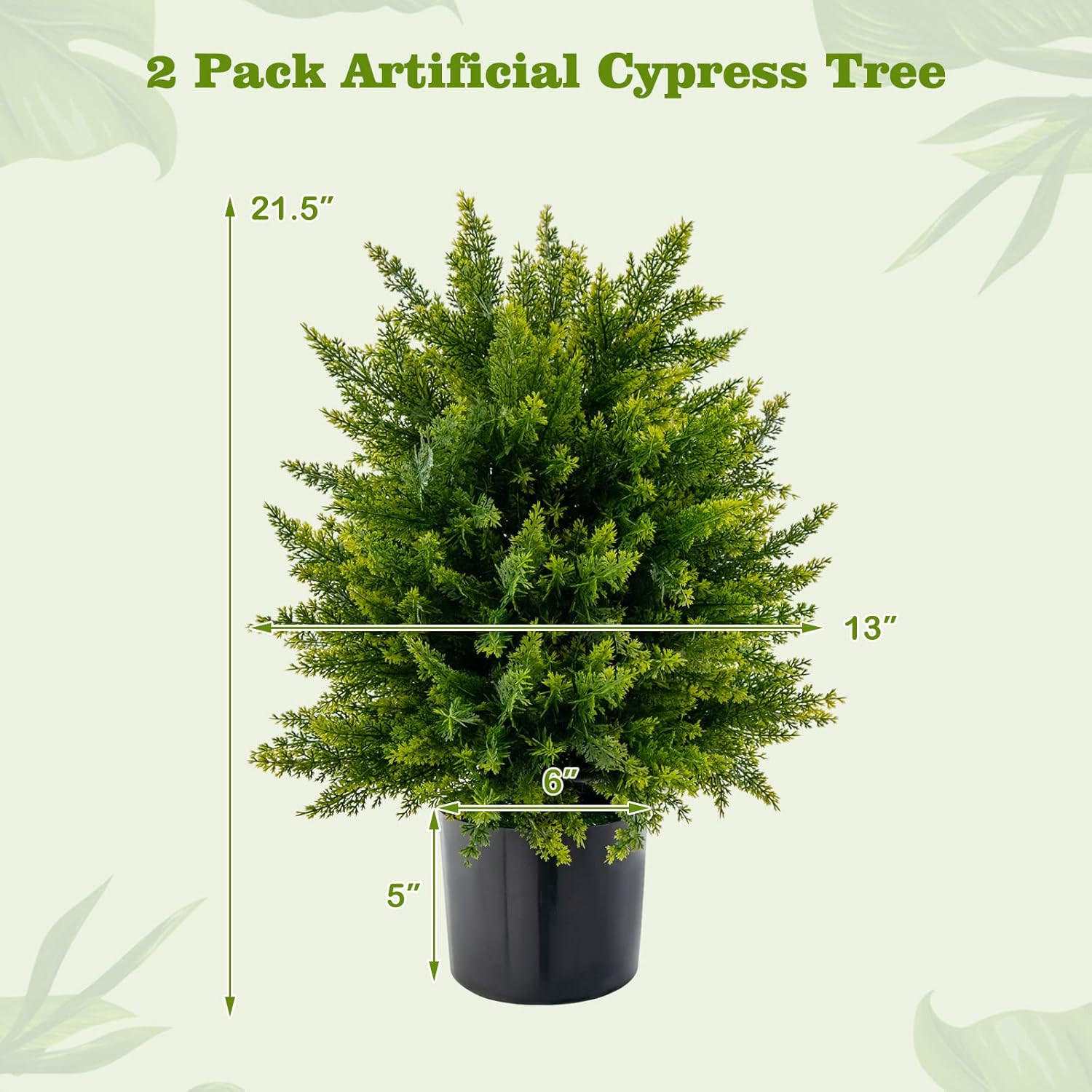 Set of 2 Faux Cedar Topiary Ball Trees in Cement Pots for Home Decor