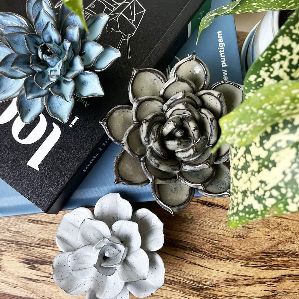 Charming Coral Artificial Plant Set of 3 – Decorative Ceramic Flowers