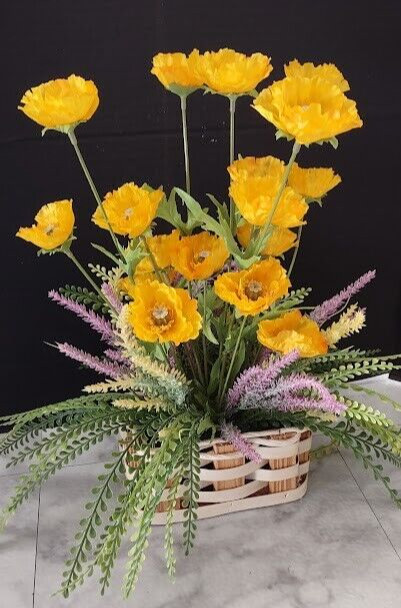 Bright Yellow Poppy table decoration