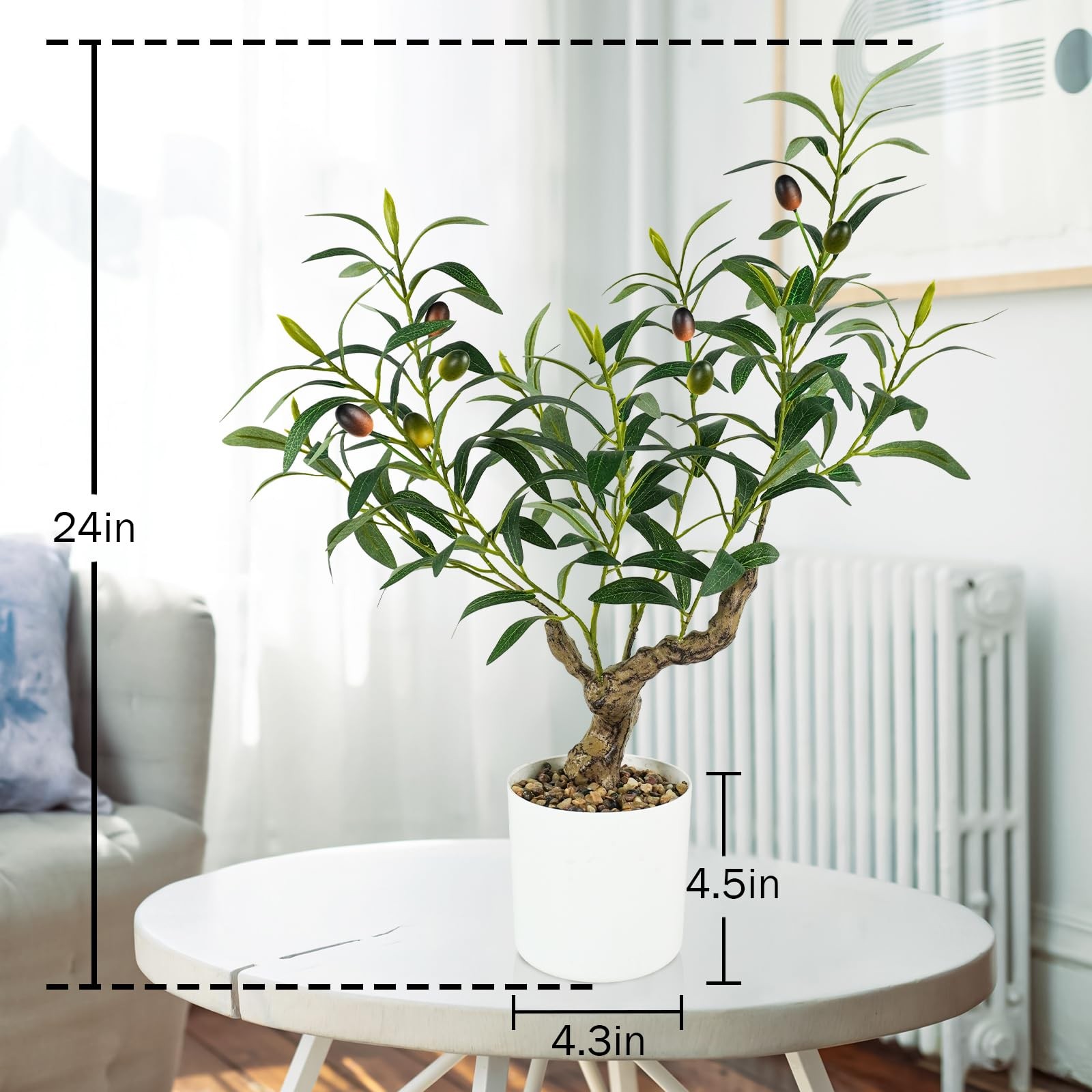 2FT Fake Olive Plant Artificial Small Tree Indoor Faux Potted Tabletop Decor