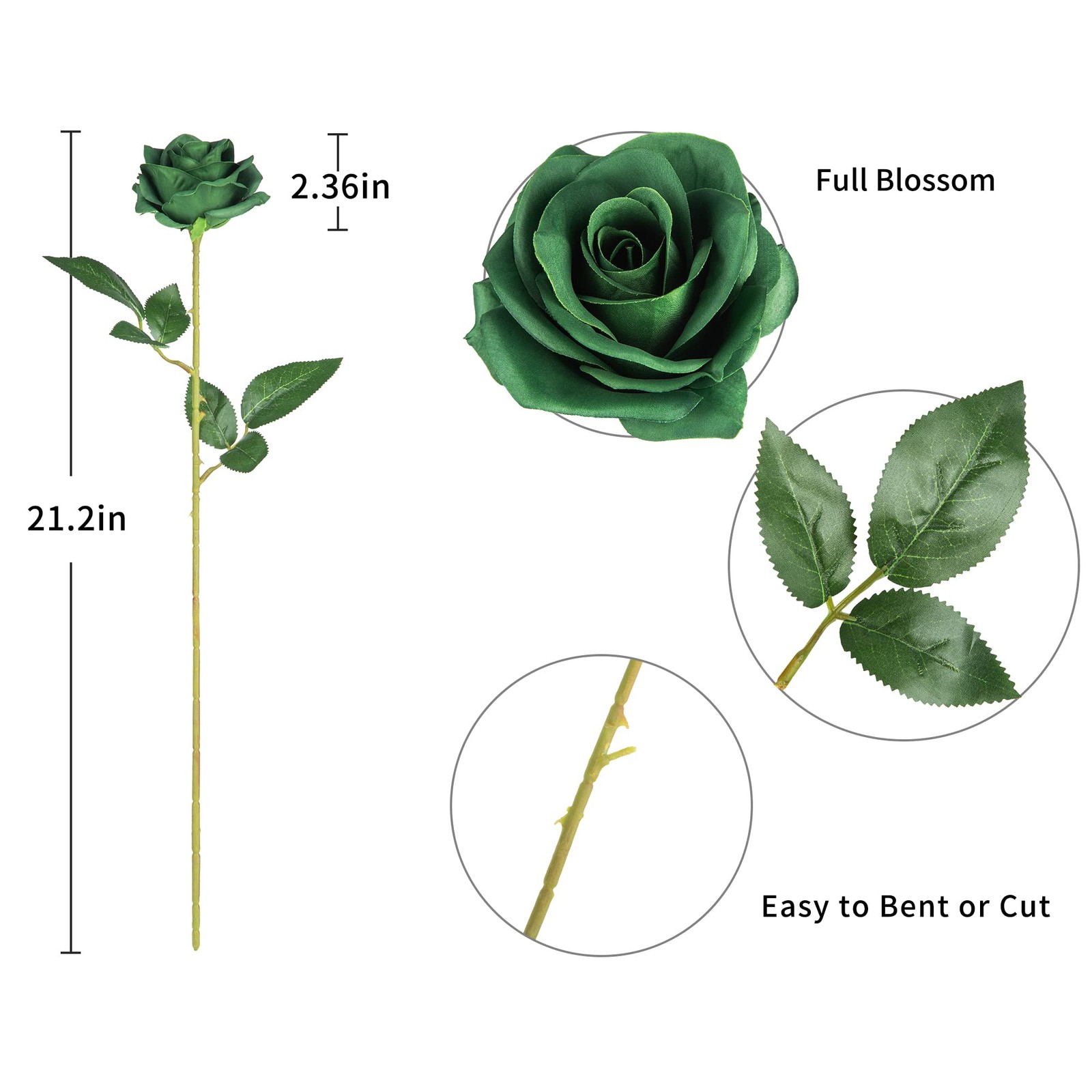 10pcs Fake Roses Artificial Silk Flowers Faux Rose Flower Long Stems Bouquet …