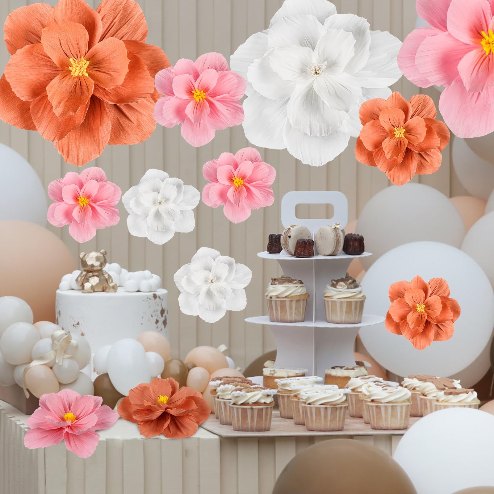 20 Pcs Giant Paper Flowers Decorations for Wall 24” 12” 8” Large Colorful …