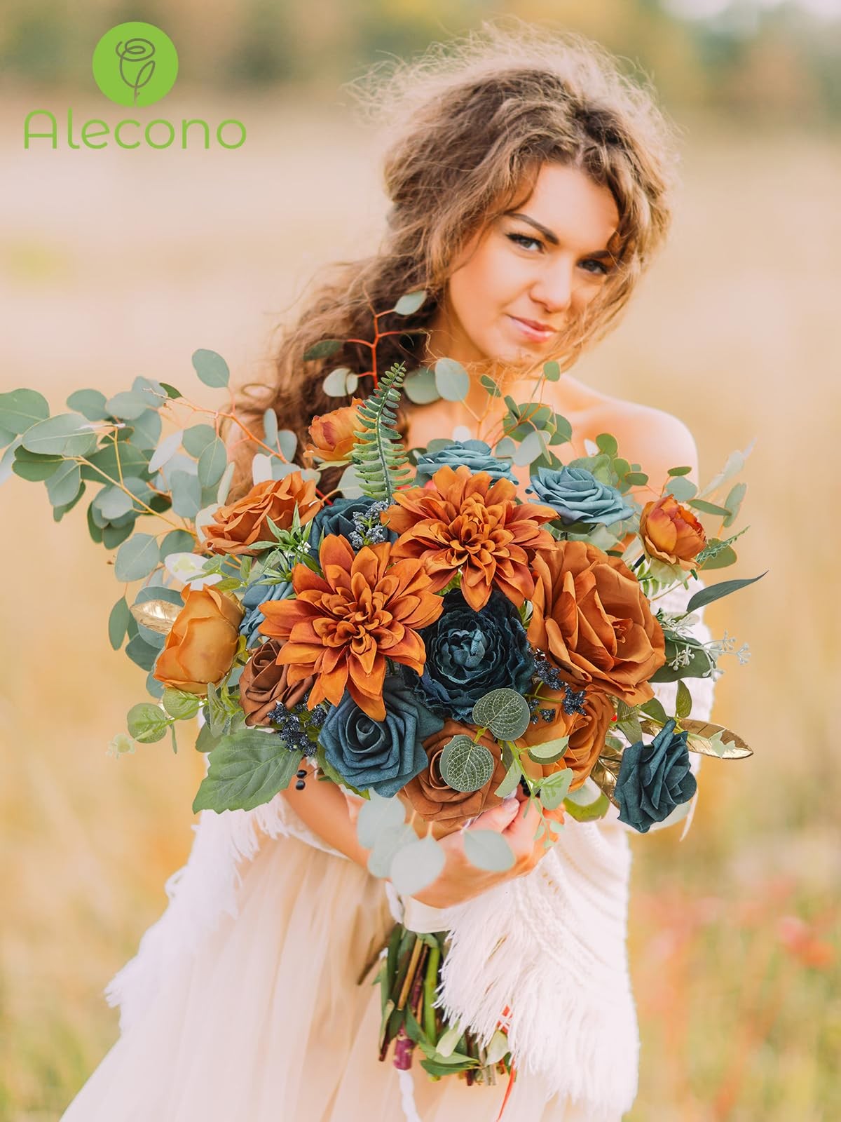 Artificial Orange Fake Flowers Fall Wedding Bouquets Table Centerpiece Decor