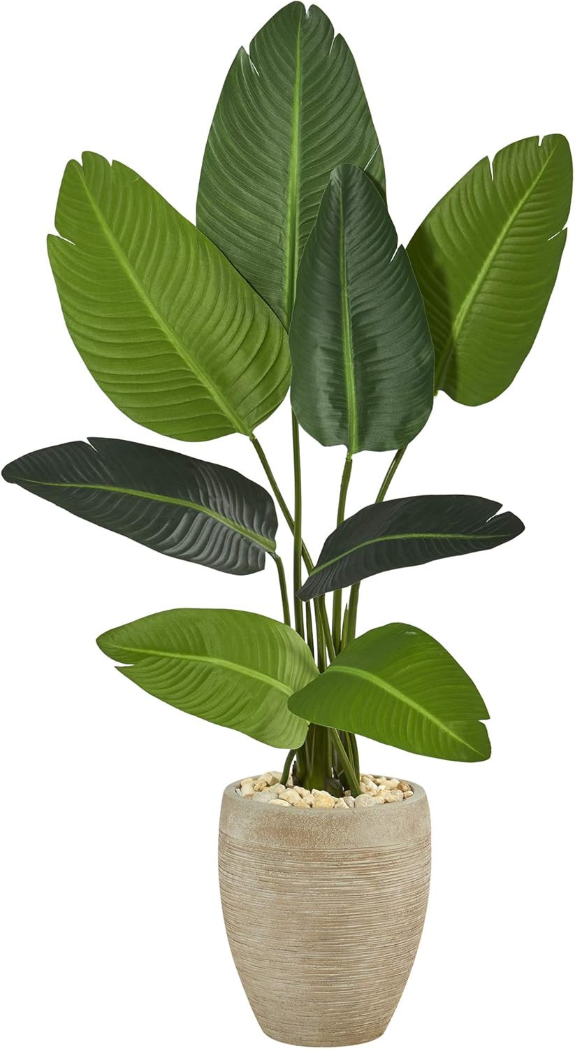 50″ Travelers Palm Artificial Tree in Sand Planter –