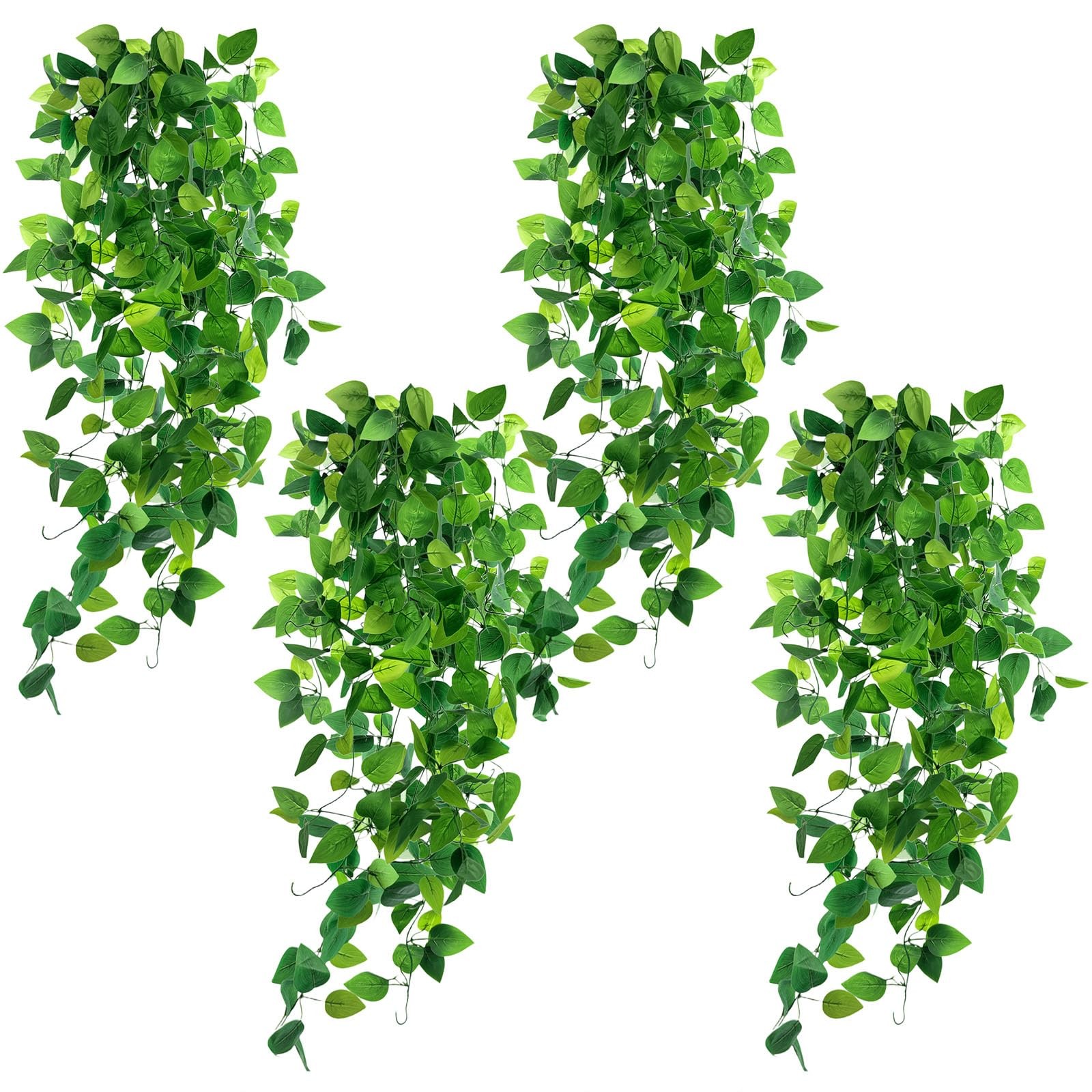 DomeStar 4PCS Fake Hanging Plants, Artificial Ivy Vines Faux Pothos Lifelike …