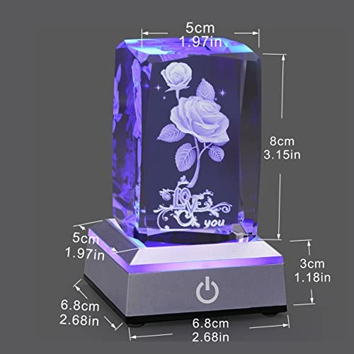 3D Rose Crystal Nightlight,Perfect Valentines Gift Ideas for Her My A-Rose3