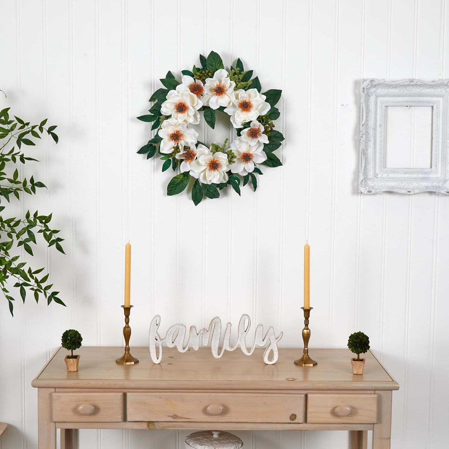 4793 22In. Magnolia Wreath,White