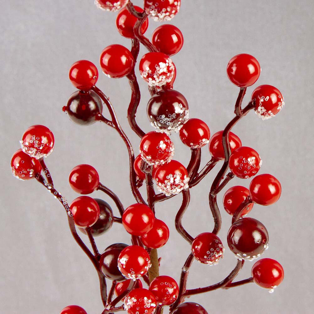 Lot of 12 Frosted Burgundy Artificial Berry 17″ Floral Stems