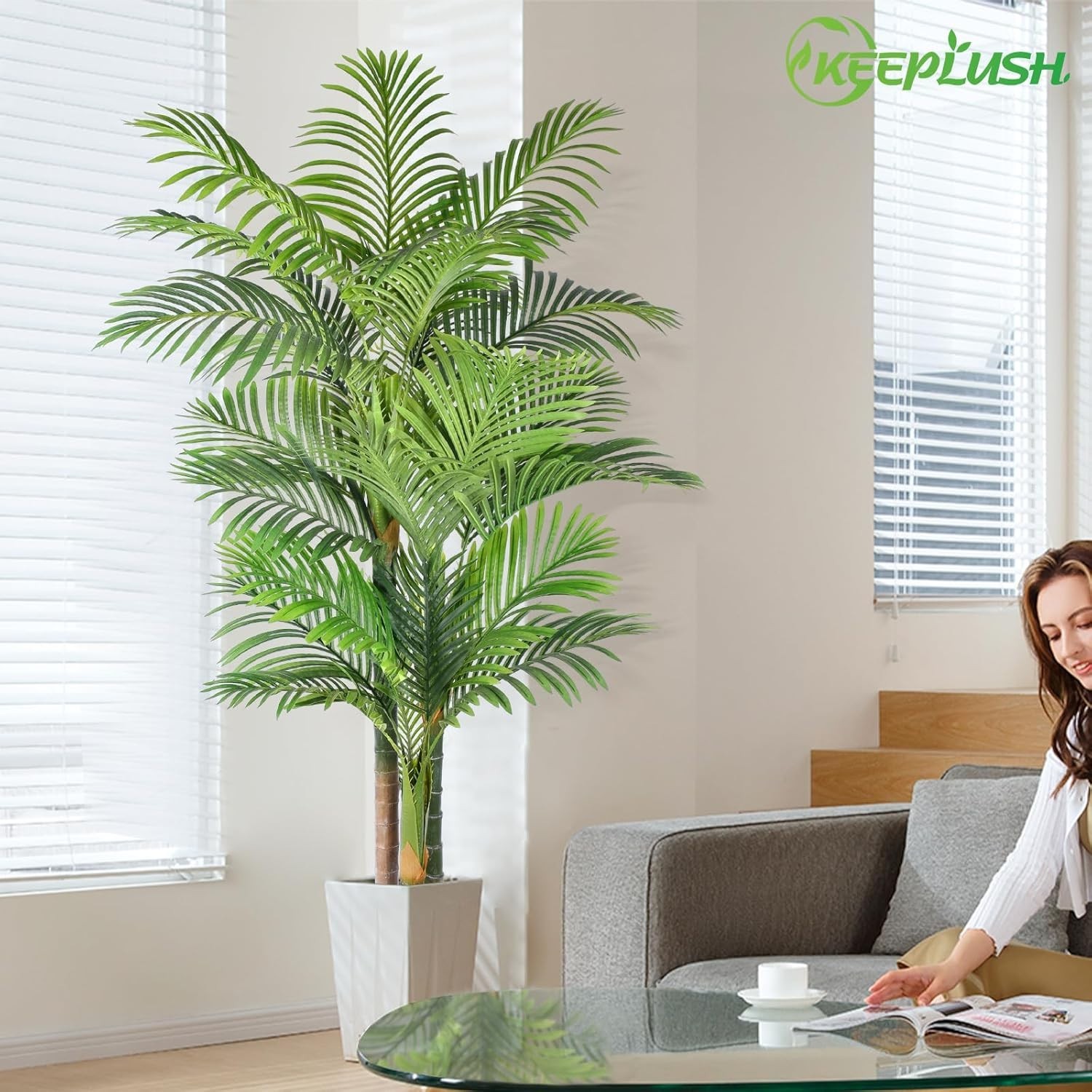 Elegant 6ft Tall Artificial Palm Tree – Adjustable Leaves for Custom Look