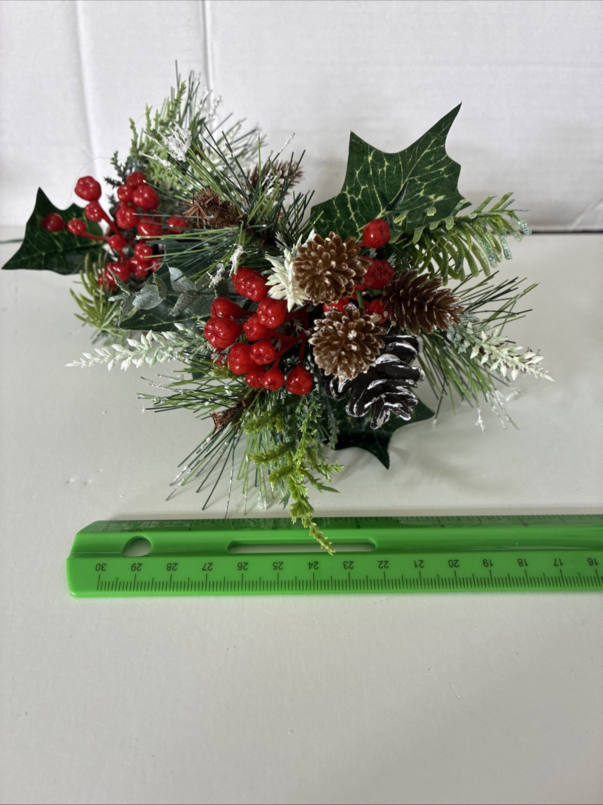 Hobby Lobby Christmas Picks Set Of 2 Red Green White Brown Pine Comes Holly 8”