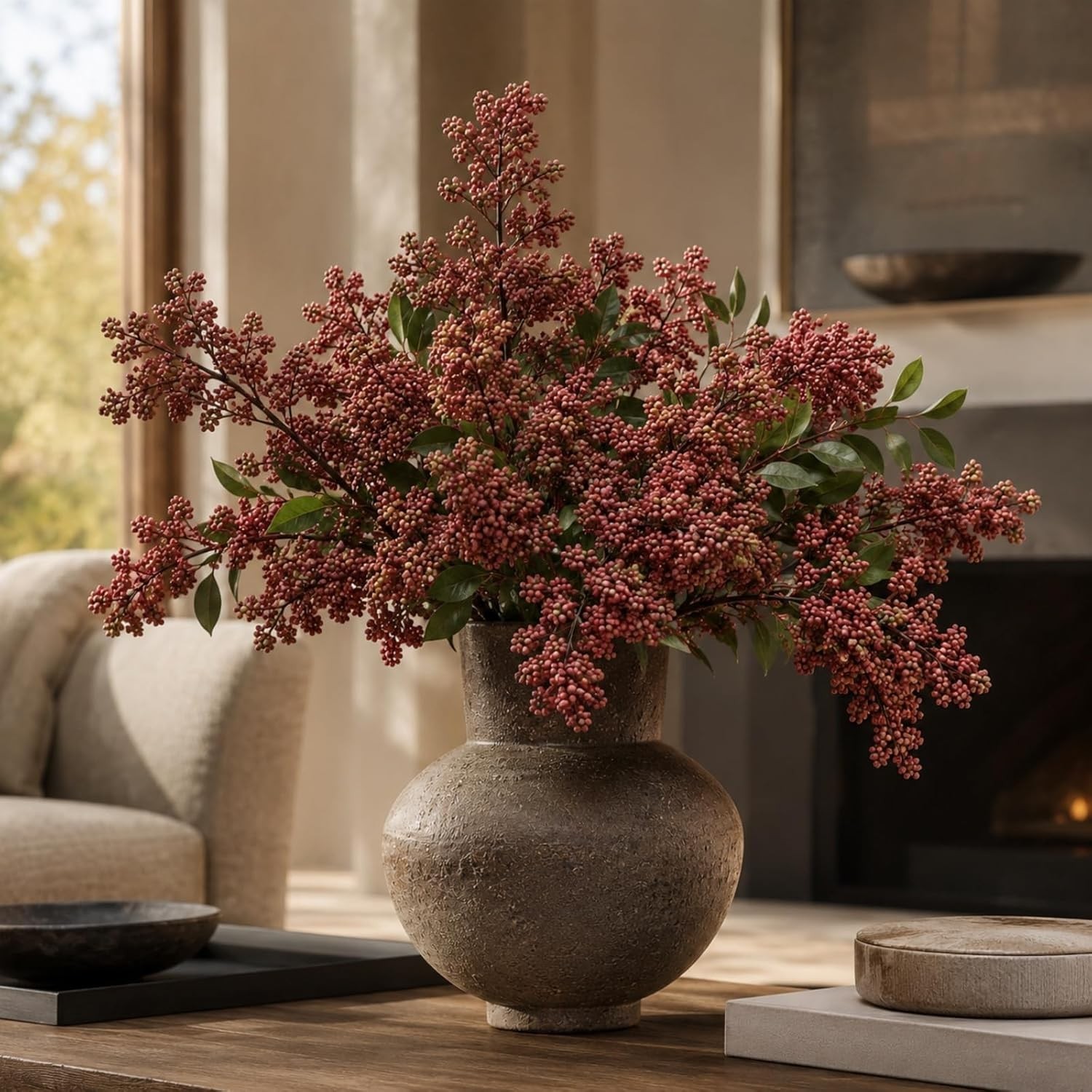 43″ Faux Berry Stems Artificial Branches for Vase Realistic Fake Flower Picks…