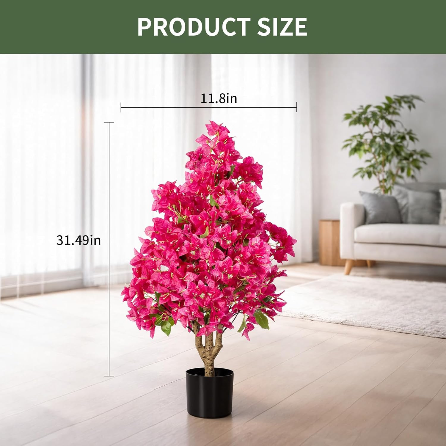 2Pack Artificial Bougainvillea Tree, Faux Silk Floral Tree Bougainvillea Plant w
