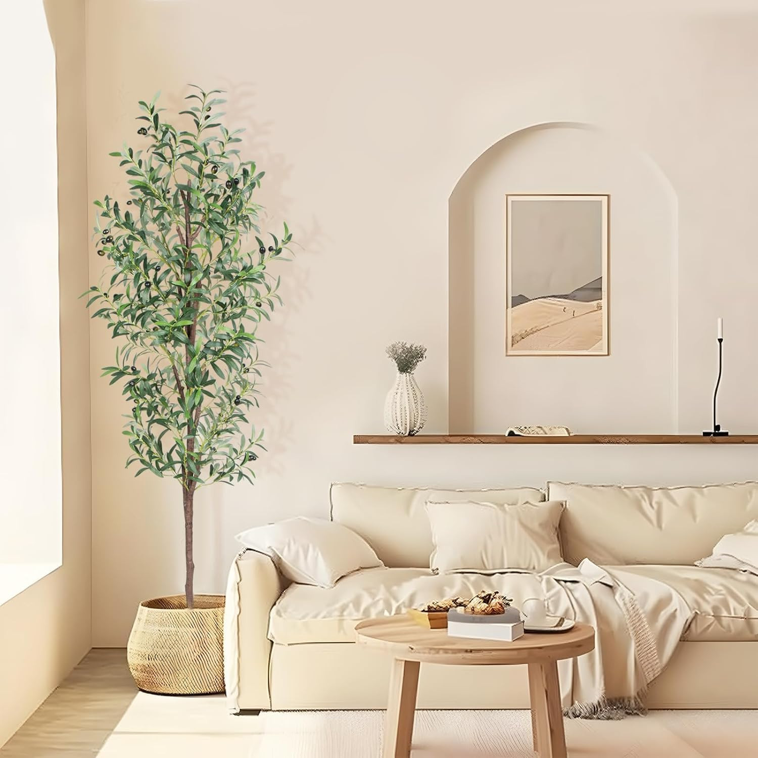 Artificial Olive Tree, 6FT Tall Faux Olive Trees 72In Outdoor Fake Potted Silk P
