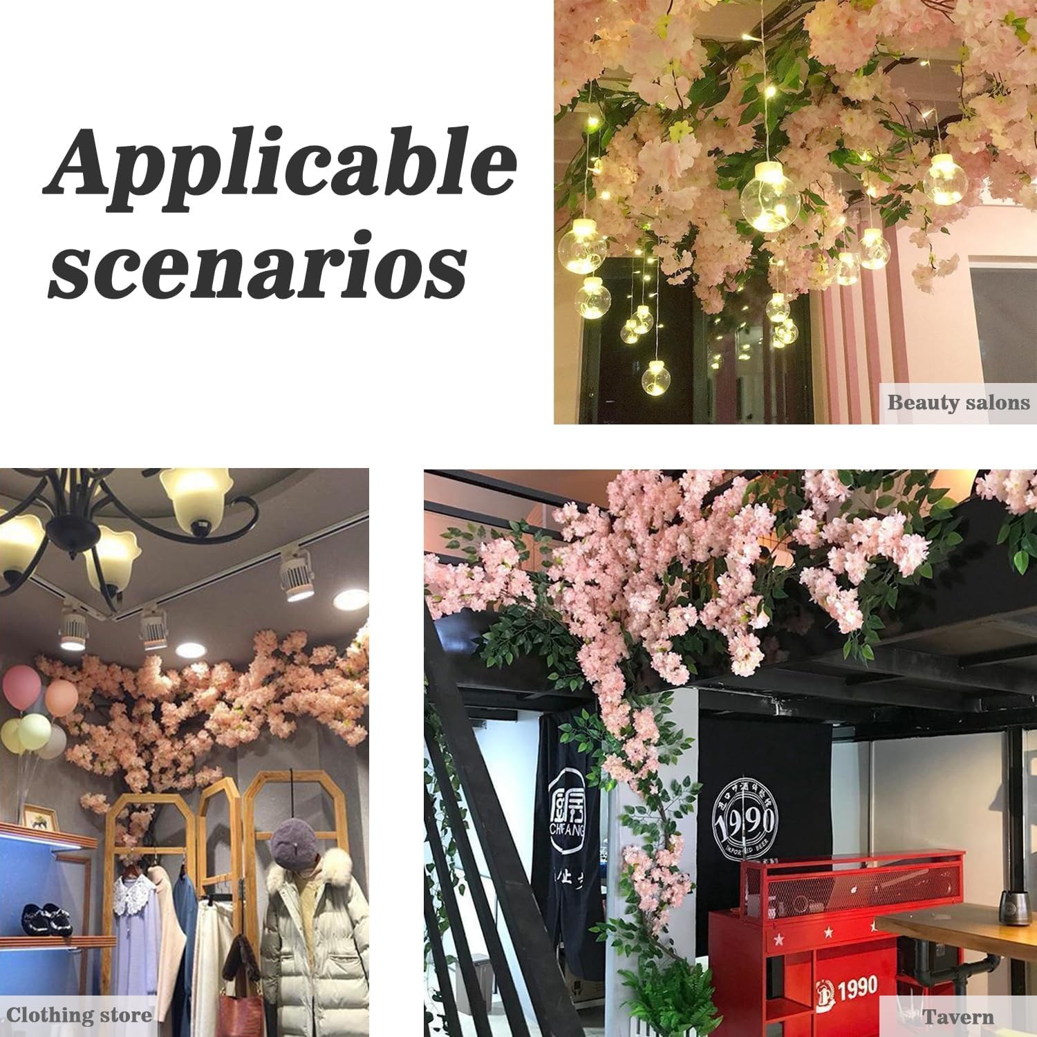 Artificial Cherry Blossom Trees – Fake Flower Background Walls with Simulated…