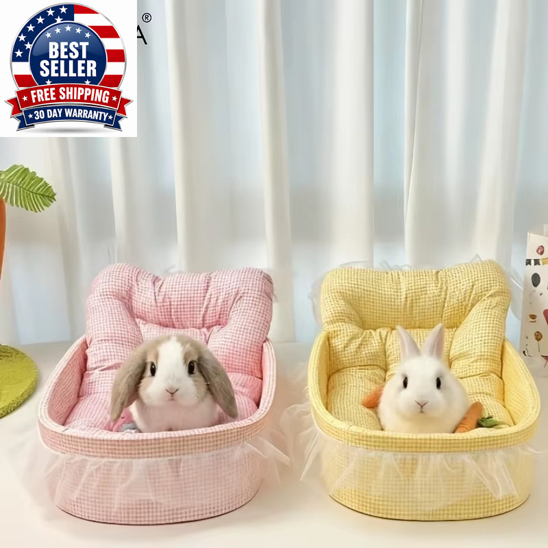 1PCS Soft Cute Bunny Princess Nest – Fluffy Rabbit Bed with Lace Edges, Cozy Plu