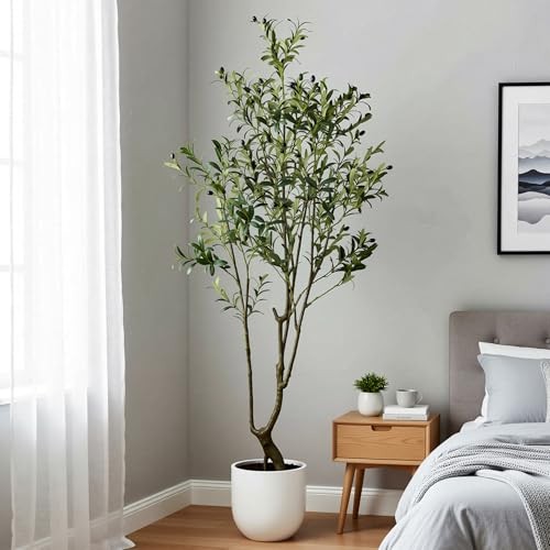 Faux Olive Tree 5.5ft(66in) Tall Artificial Plant Indoor 7ft Olive Tree(1)