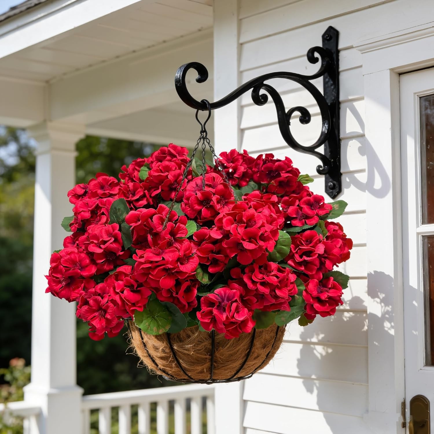 Besteek 8 Pcs 17″ Artificial Geranium Flowers for Outdoors, Fake Silk Flowers UV