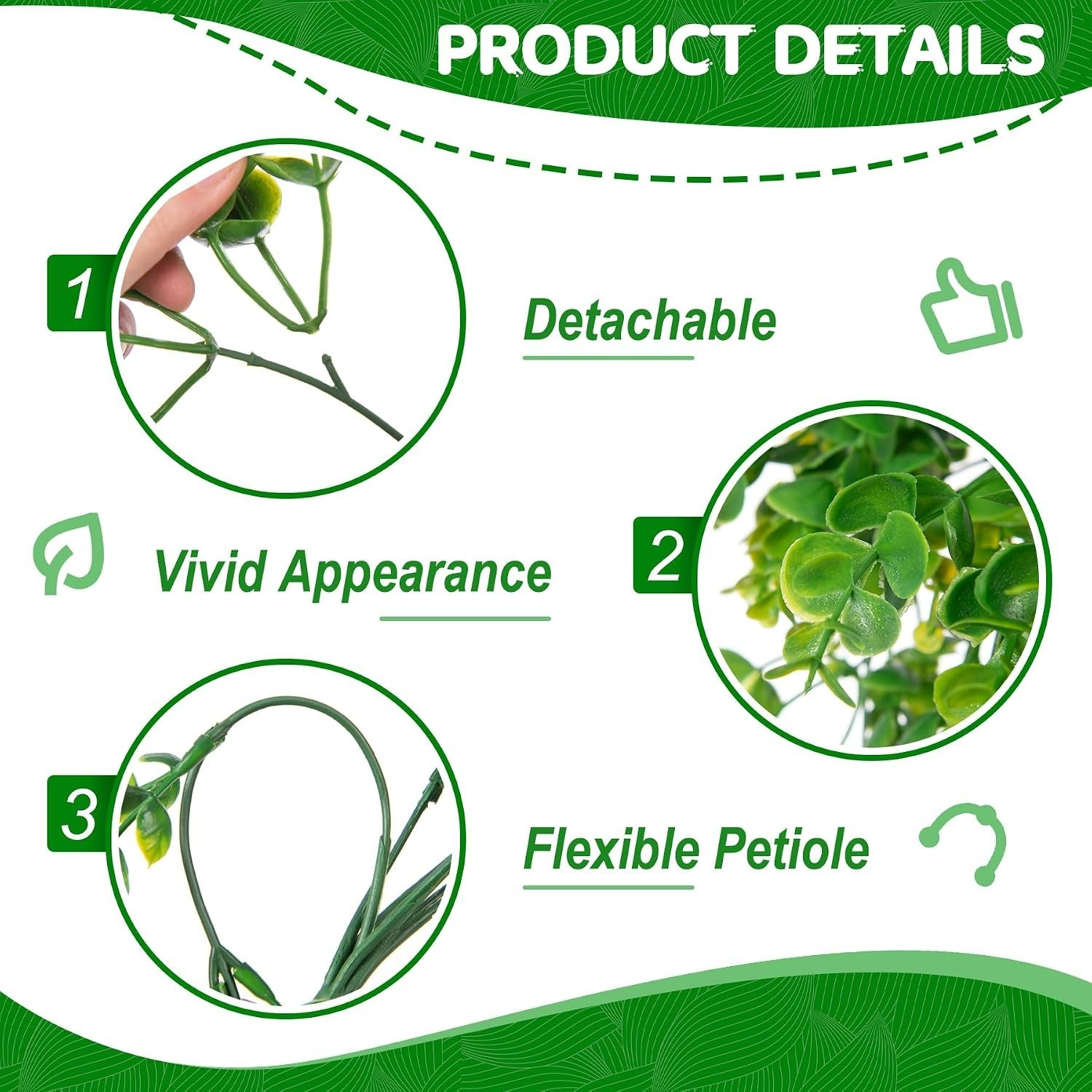 Versatile 2pcs Artificial Eucalyptus Vines for -Round Home & Garden Decor