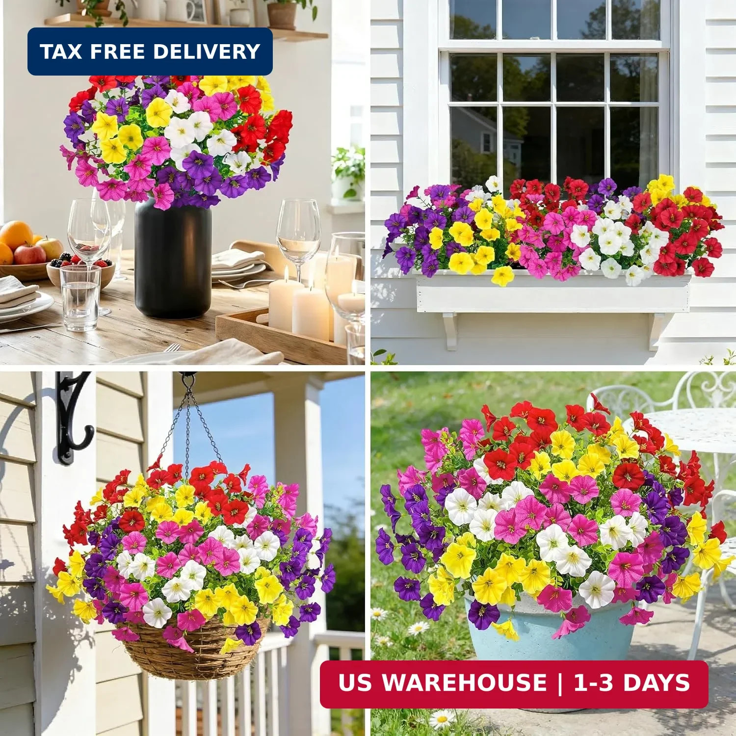 20 Bundles Artificial Flowers for Outdoors, Fake Flower UV Resistant Silk Mornin