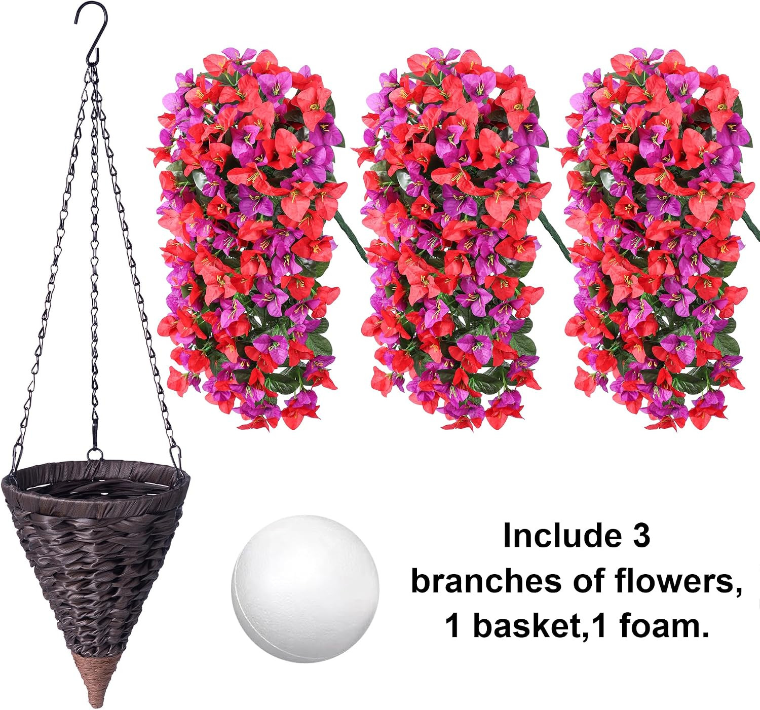 UV Resistant Faux Bougainvillea Plants – 3PCS Silk Flowers for Outdoor Decor